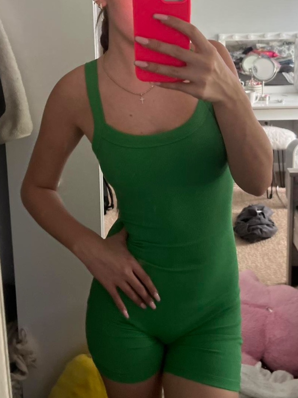 Forever 21 Green Ribbed Scoop-Neck Bodysuit